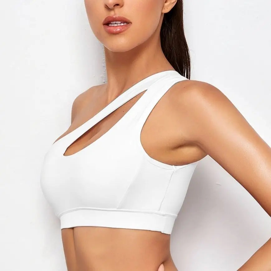 One Shoulder Shockproof Sports Bra