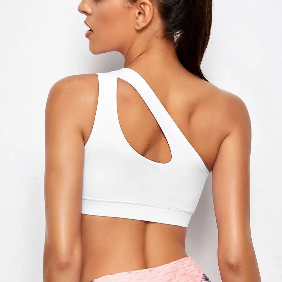 One Shoulder Shockproof Sports Bra