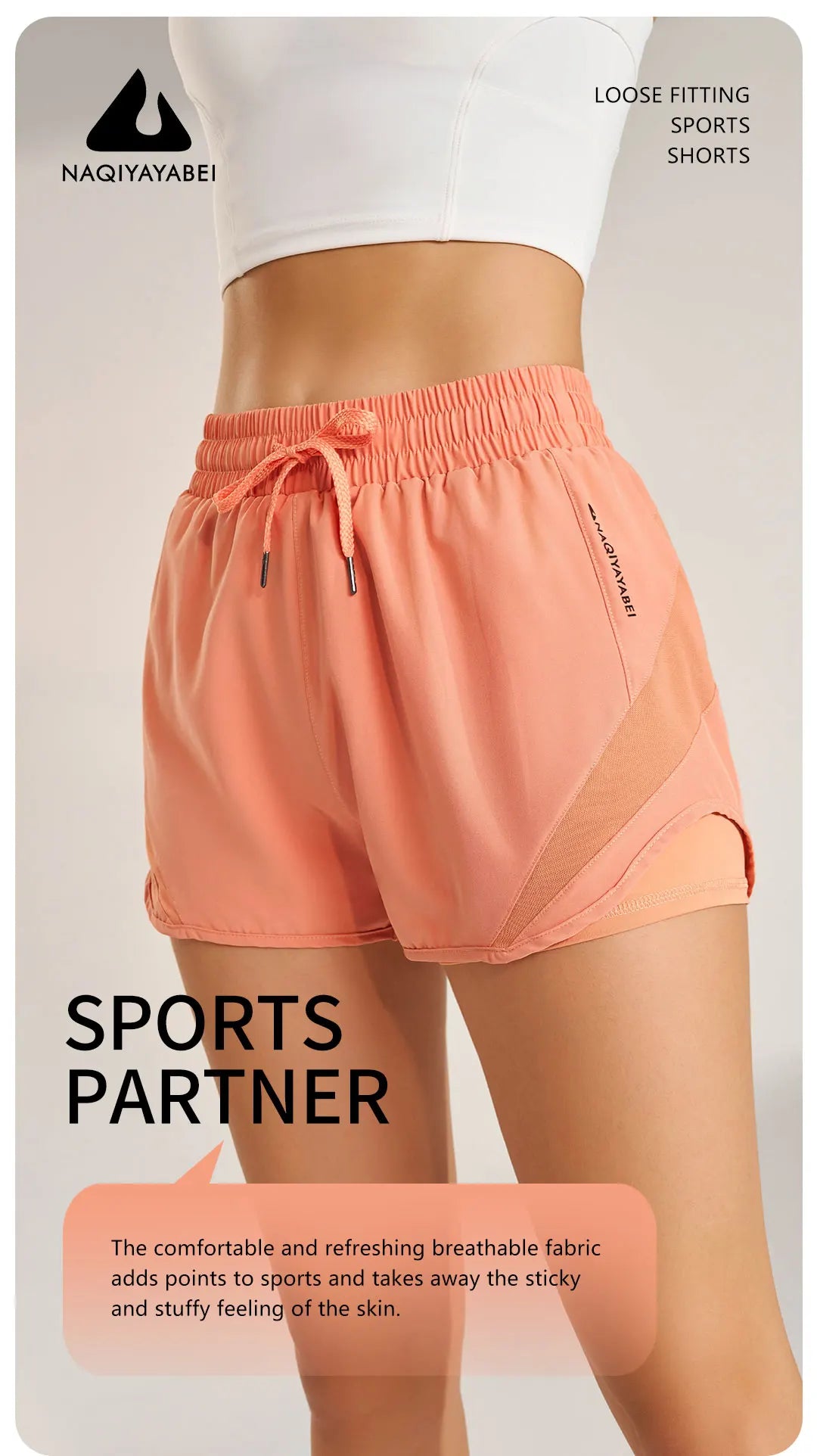 NAQIYAYABEI high-waist running shorts